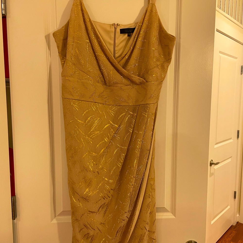 Blush pink cocktail dress with gold detail from Rachel Roy.  Size 16W